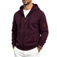 thumbnail image 7 of FENGYOU Mens Heavyweight Fleece Lined Zip Up Hoodie Loose Fit Hooded Sweatshirt Multi Pocket Casual Jacket Outerwear Wine S, 7 of 7