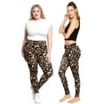 thumbnail image 2 of Stretch Is Comfort Women's Polyester Plus Size Ankle Length Leggings Brown Leopard X-Large, 2 of 7