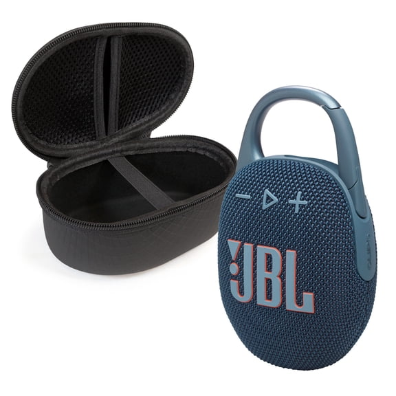 JBL Clip 5 Bluetooth Portable Speaker with Divvi! Protective Case Bundle, Blue, JBLCLIP5BLUAM_CLIP5-CASE