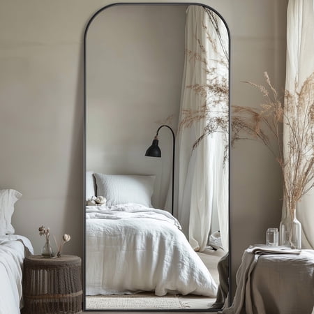 Antok 76 x34.1 Floor Mirror Arched Full Body Standing Mirror for Bedroom & Living Room Black