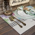 thumbnail image 3 of SPXUBZ Easter Placemats, Black and White Plaid Colorful Cross He is Risen 18x12 Inch Placemats for Family Table Holiday Decoration Placemat Set of 4, 3 of 5