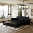 thumbnail image 4 of Chesterfield Sofa,93.7" King Pull Out Sofa Bed, 3-in-1 Faux Leather Convertible Sleeper Sofa with Nailhead Trim & Rolled Arm,Multi-Functional Sofa Bed for Living Room,Office,Balck, 4 of 18