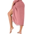 thumbnail image 5 of Sarong Cover Up Womens Beach Cover Up Bikini Bathing Suit Swimsuit Swimwear Coverup Sarong Pareo Wraps for Women Tassel Trim Long Sarong with Front Tie Pink, 5 of 9