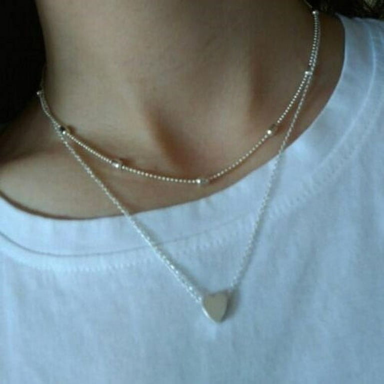 Elegant and Simple Multi-Layer Necklaces in Silver and Gold 