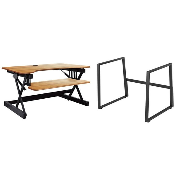 Rocelco 40" Mobile Large Height Adjustable Standing Desk - Teak Wood Grain