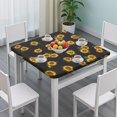 thumbnail image 3 of Black Sunflower Green Leaf Pattern Square Fitted Tablecloth with Elastic Edge,Square Table Cover,Washable Elastic Table Cover for Home Kitchen Party Decor 34"x34", 3 of 6