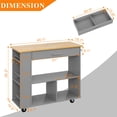 thumbnail image 3 of Kitchen Island on Wheels with Storage, Wheeled Island & Cart with 3-Tier Spice Rack, 3 Open Shelves and 1 Drawer, Gray, 3 of 7