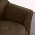 thumbnail image 4 of Great Bay Home 1-Piece Velvet Plush Solid XL Sofa Stretch Slipcover, Chocolate, 4 of 5