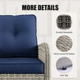 thumbnail image 6 of 13-Piece Outdoor Patio Furniture Set with Rocking Swivel Chair, Wicker Rattan Sectional Sofa Conversation Set with Tempered Glass Table, Backyard Furniture,Navy Blue, 6 of 9