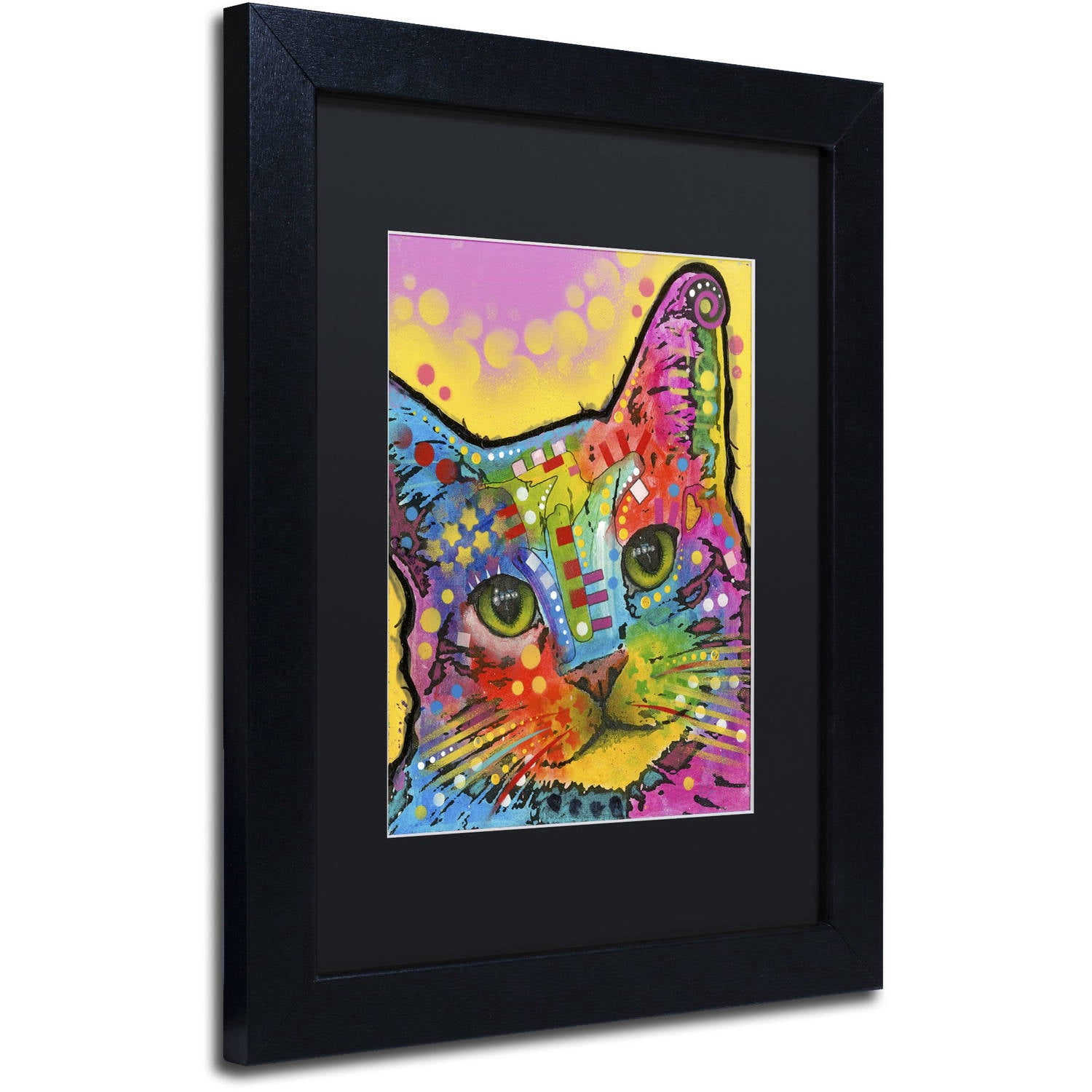 Trademark Fine Art "Tilt Cat" Canvas Art by Dean Russo, Black Matte, Black Frame