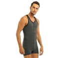 thumbnail image 4 of Kaerm Mens Wrestling Singlet Leotard Bodysuit One Piece Vest Jumpsuit Romper Pajamas Nightwear Gray M, 4 of 7