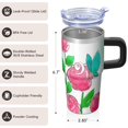 thumbnail image 3 of Butterfly 20oz Stainless Steel Tumbler with Handle and Straw – Insulated Travel Cup with Sliding Lid, 360° Full Wrap Printed Mug for Home, Outdoor & Sports Use, Spring, 3 of 6
