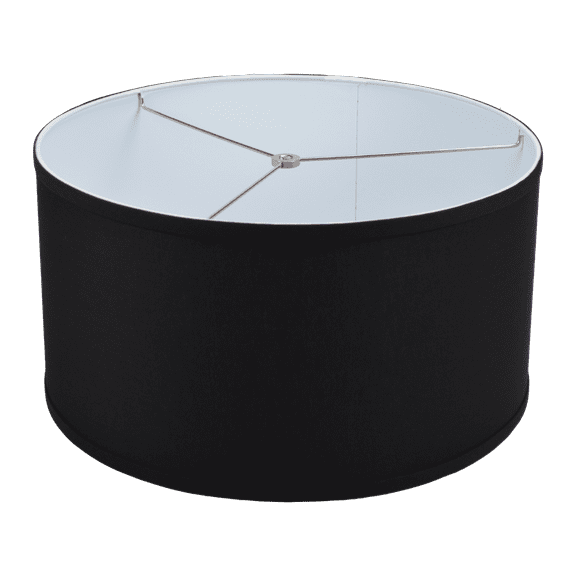 Fenchel Shades | 17" Top Diameter x 17" Bottom Diameter x 9 Height, (Washer/Spider Attachment) Drum Lamp Shade - (Linen Black)