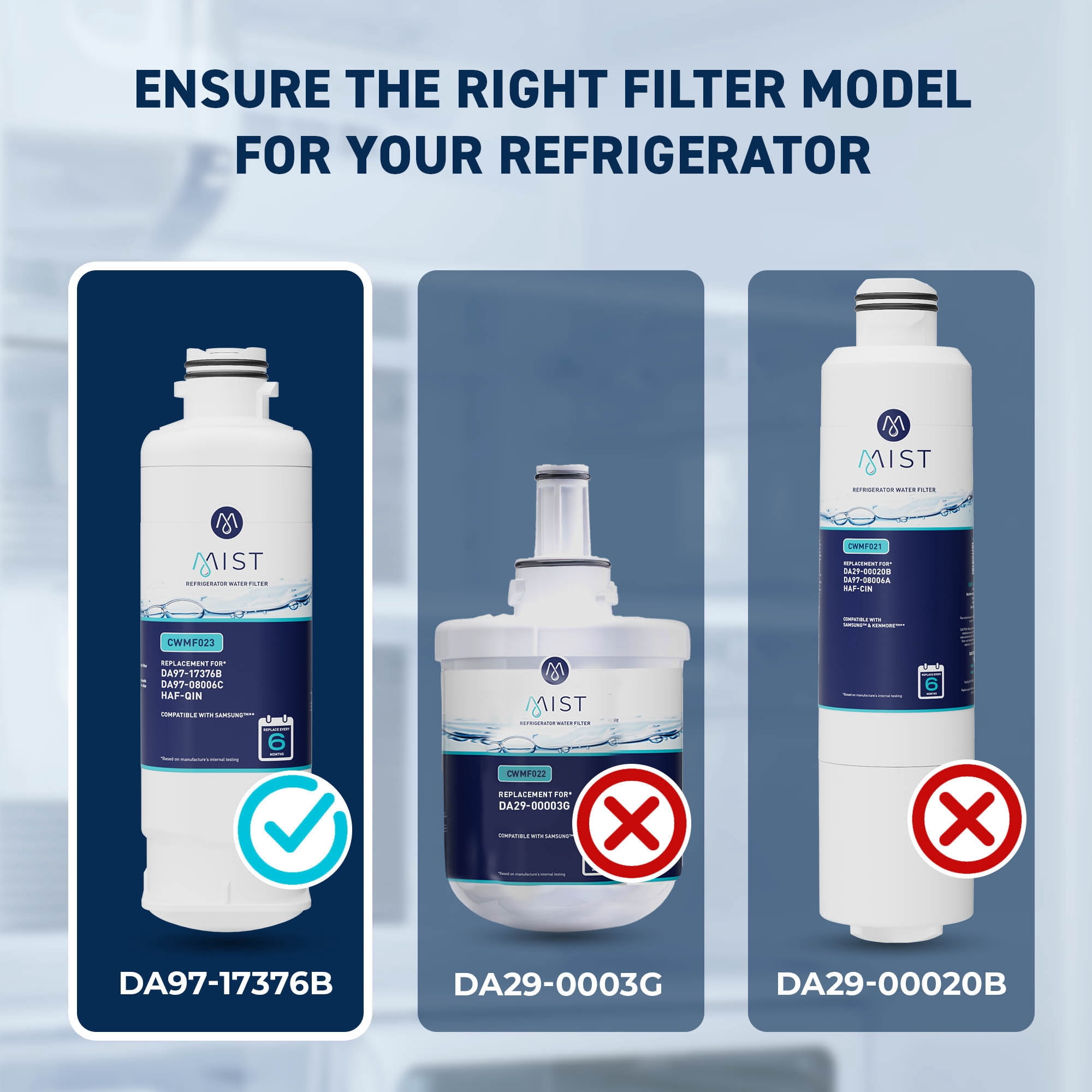 Mist DA97-17376B Refrigerator Water Filter Replacement for Samsung HAF-QIN, NSF Certified