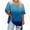 Blue, variant on Women's Plus Size V-Neck Short Sleeve Blouse with Asymmetric Hem - Cotton Blend Oversize Fit Top for Casual Summer Style