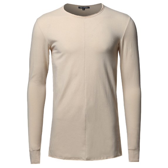 FashionOutfit Men's Solid Urban Vintage Style Long Sleeve Crew Neck T-Shirt