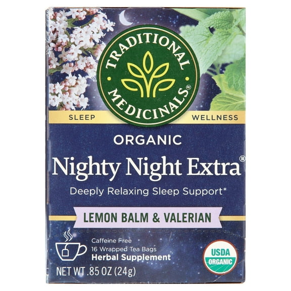 Traditional Medicinals, Organic Nighty Night Extra Valerian Root Herbal Tea Bags, 16 Count