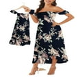 thumbnail image 1 of Robes Maman et Moi à Imprimé Floral, Épaules Dénudées, Combishort à Bretelles à Volants, Robe Midi de Plage, 1 of 2
