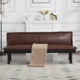 thumbnail image 3 of BSHTI 64.6” Twin Size Futon Sofa Bed,PU Upholstery,Manufactured Wood Frame,Futon Convertible Sofa,Perfect for Small Spaces(Brown), 3 of 13
