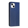 thumbnail image 3 of SaniMore for iPhone 14 Wallet Case, Wrist Strap Magnetic Clasp, Card Slots Carbon Fibre Skin Shockproof TPU Anti-drop Anti-scractch Stand Business Full Body Protective Shell for iPhone 14,Blue, 3 of 10
