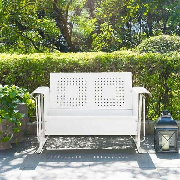 Crosley Furniture Bates Metal Gliding Patio Loveseat in White