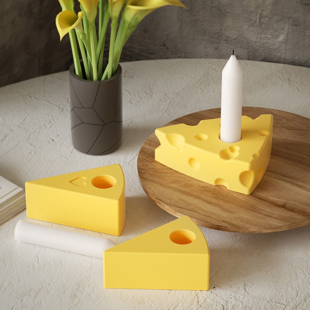 FENOHREFE Cheese Shaped Candle Holder Silicone Candelabrum Mould Candlestick Making Molds Gypsum Office Decorations Moulds