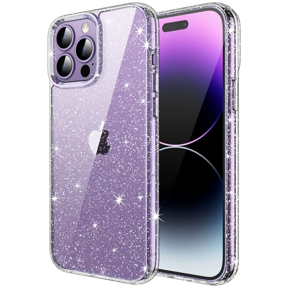 JETech Glitter Case for iPhone 14 Pro Max 6.7-Inch, Bling Sparkle Shockproof Phone Bumper Cover, Cute Sparkly for Women and Girls (Clear)