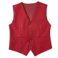 thumbnail image 4 of Trikvn Boys Formal Dress Vest Classic V-Neck Suit Waistcoat for Kids Wedding Party Ring Bearer Outfit Sleeveless Button Down Dressy Tuxedo Vests with Pockets, 4 of 9