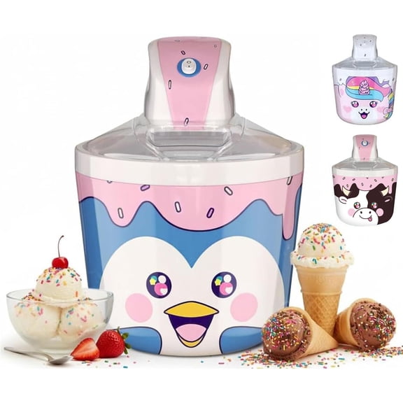 1.2 Quart Penguin Electric Ice Cream Maker Machine for Kids – Best Countertop Ice Cream Machine for Homemade Soft Serve, Sorbet, Gelato, Frozen Yogurt