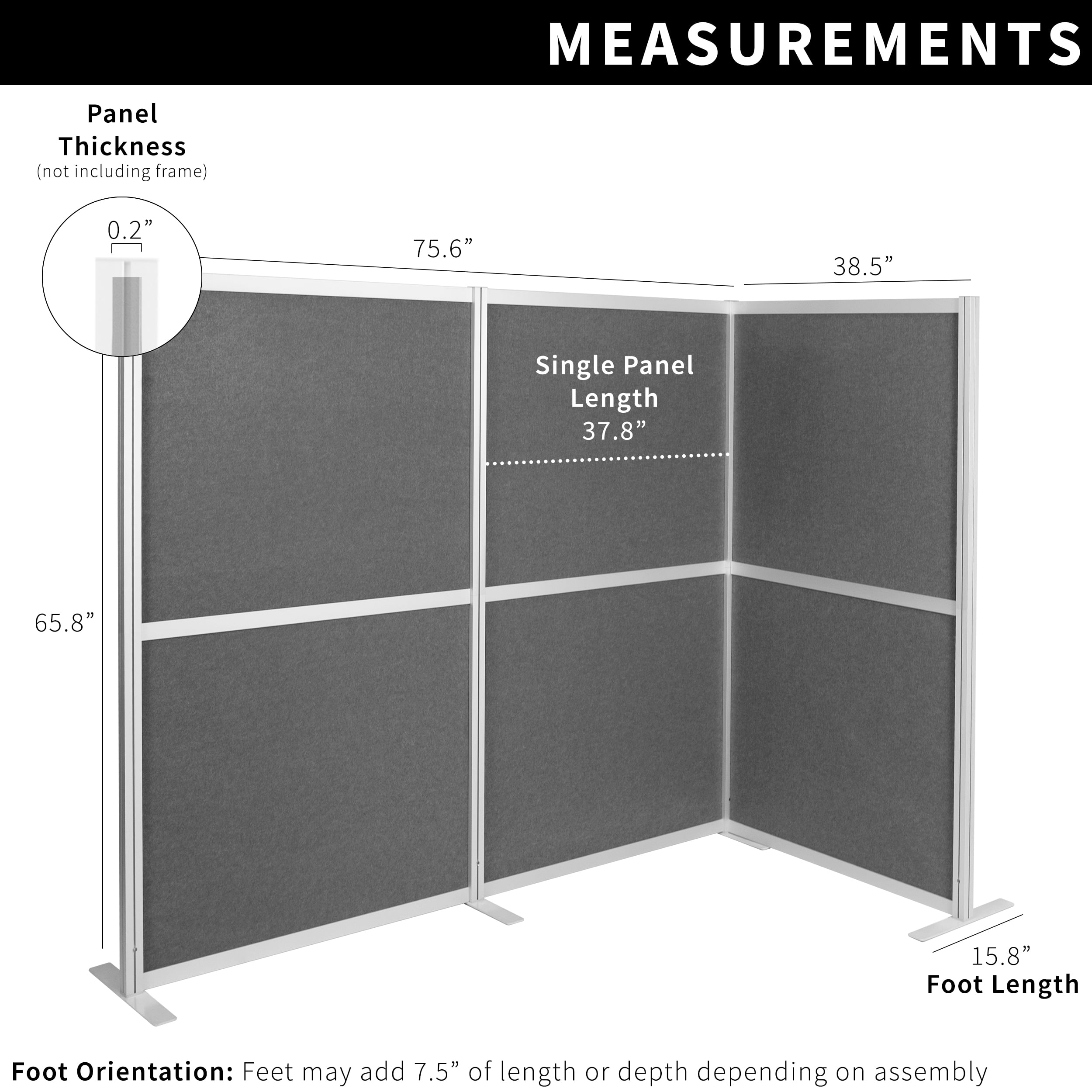 VIVO L-Shaped Modular Wall System, 3 PET Panels, Modern Office Cubicle Dividers
