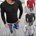 thumbnail image 1 of Koszal Mode Hommes Col Rond Manches Longues Patchwork Pull Tricoté Slim, 1 of 6