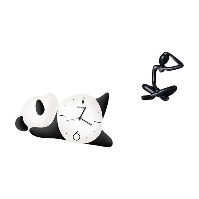 Reloj de pared con forma de panda, práctico, resistente, moderno, bonito, para decoración del hogar, para sala de estar, estatua abstracta, figura dec