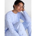 thumbnail image 3 of Joyspun Women's Fleece Crewneck Top and Jogger Pajama Set, 2-Piece, Relaxed Fit, Baby Blue, Size S, 3 of 5