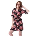 thumbnail image 4 of Mr & Mrs Right Women Floral Cotton Robe Bride Bridesmaid Getting Ready Coverup Gift,Black S, 4 of 4
