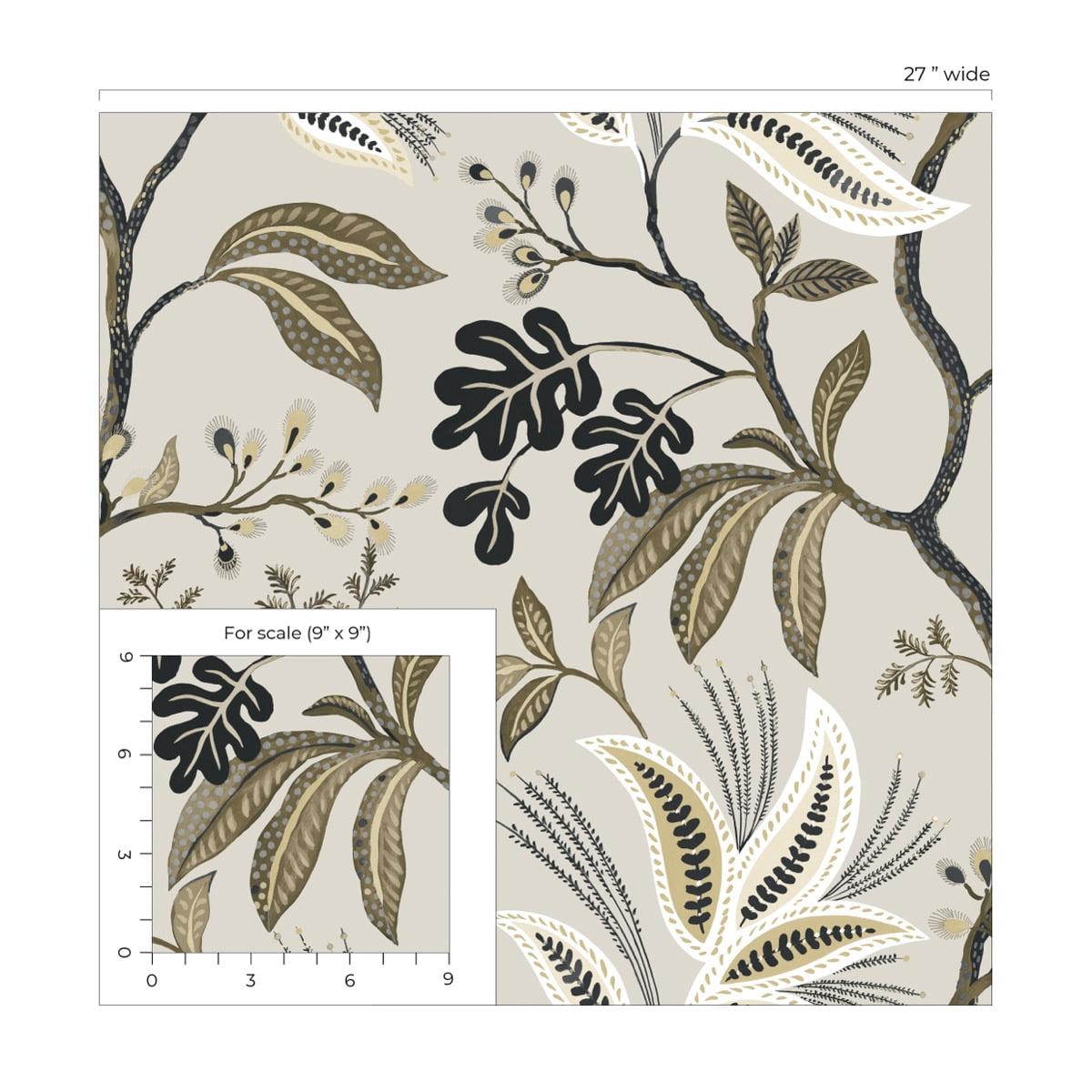 NextWall Neutral Forest Flourish Peel and Stick Wallpaper - 27 in. W x 18 ft. L Roll