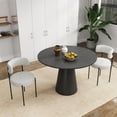thumbnail image 3 of Roundhill Furniture Corff 3-Piece Round Dining Set, Pedestal Dining Table with 2 Boucle Chairs, Black White, 3 of 12