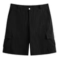 thumbnail image 5 of YOIAVAIOY Men's Shorts Cotton Linen Pleated Shorts Casual High Waisted Summer Lightweight Beach Shorts Fashion Hiking Lounge Shorts Black S, 5 of 6