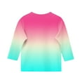 thumbnail image 4 of BLTIBY Children Girls Boys Casual 3/4 Sleeve Sweatshirt Fall Spring Gradient Printed Kids Round Neck Loose Soft Tunic Fashion Pullover Top Blouse 2025 Hot Pink 11-12 Years, 4 of 5