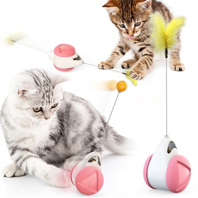 Xihbxyly Juguete Interactivo para Gatos, Bola Giratoria de 360 Grados, Atractiva Bola de Hierba Gatera, Juguete Multifuncional, Juego En Interiores, Gatos Felices y Saludables, Material Abs Seguro.