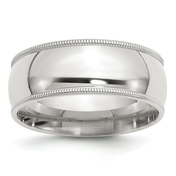Sterling Silver 8mm Milgrain Comfort Fit Band - Size 6.5