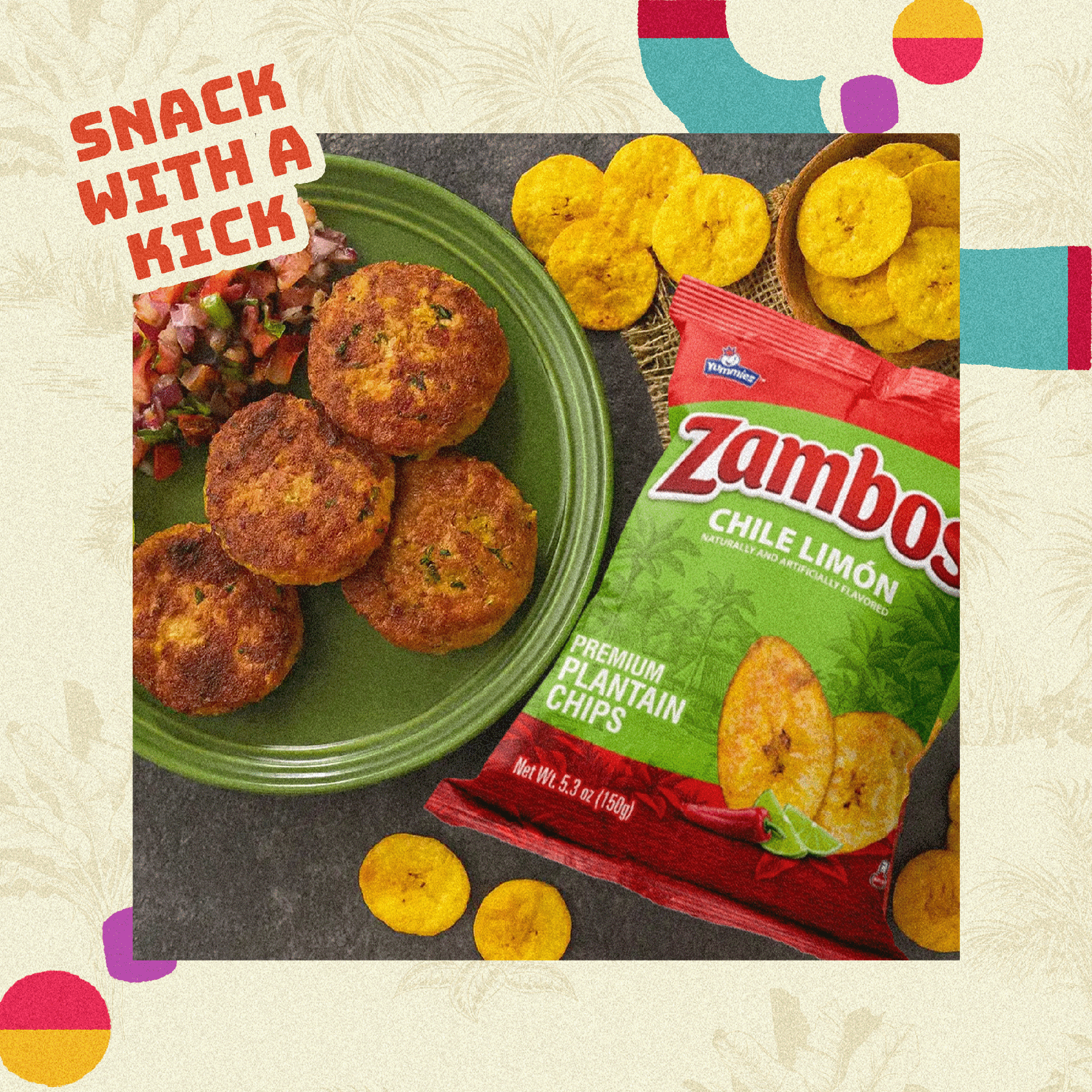 Zambos Premium Chile Limón Plantain Chips, 5.30 oz Bag