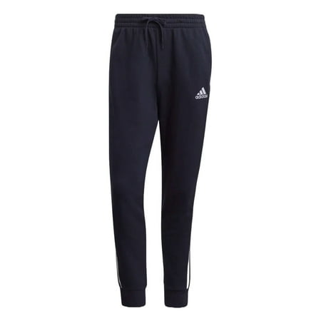 Adidas Men's Joggers Essentials French Terry Tapered Cuff 3-Stripes Gym Pants, Navy, M
