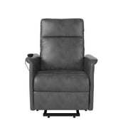 Homesvale Rowan Power Recline and Lift Chair, Gray Faux Leather