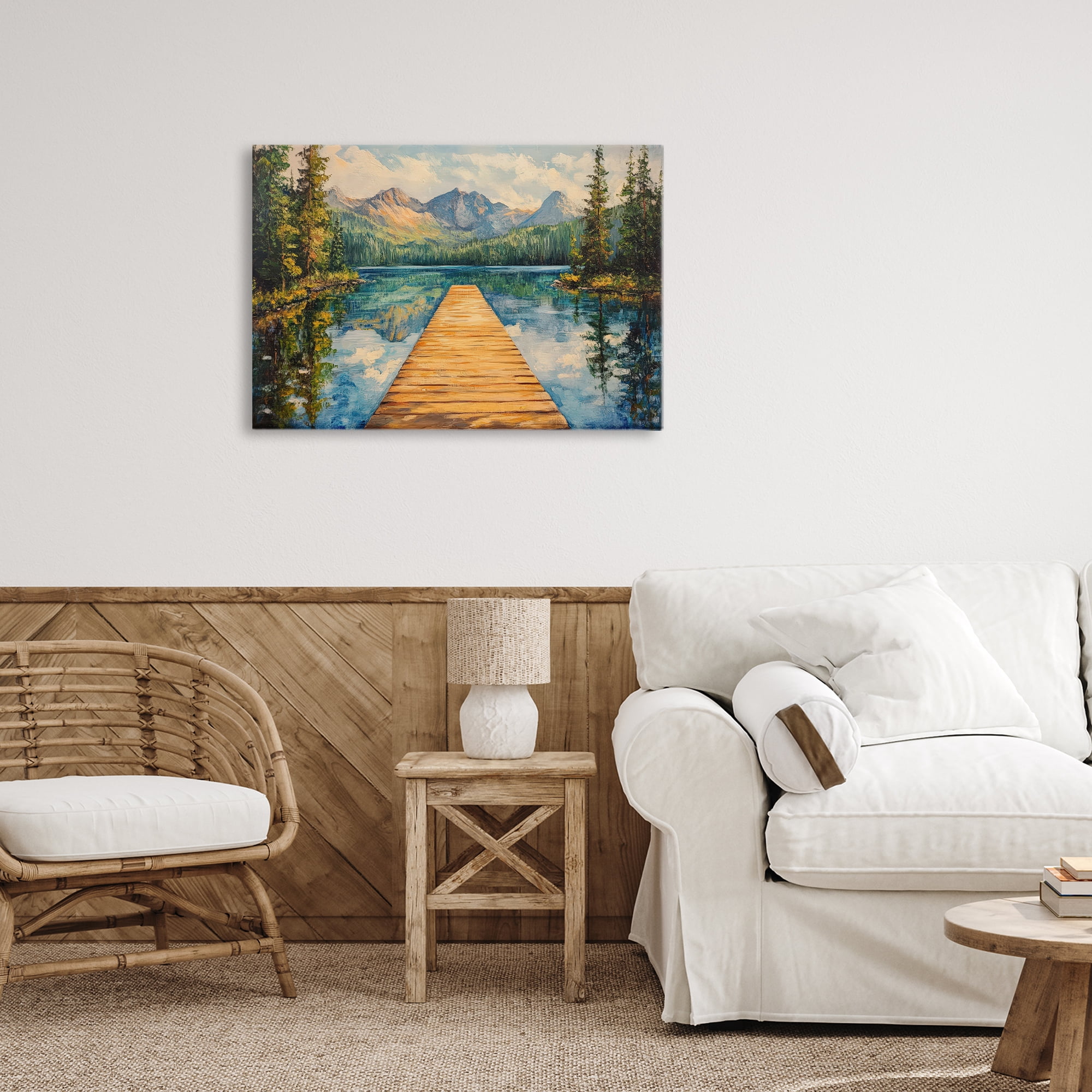 Stupell Industries Dock in The Mountains Canvas Wall Art, design by Petal Prints Design