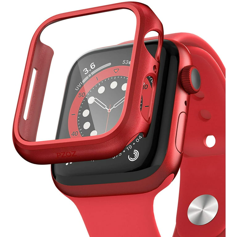 Snavset Diligence oprejst Apple Watch Case Series SE/ Series 6/5/4 for 40mm with Built-in Tempered  Glass Screen Protector (All Watch Series), Guard Bumper Full coverage Cover  for Apple Watch Case, Color Red - Walmart.com