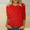 thumbnail image 2 of Meichang Women's Valentine Blouses Love Heart Print Tees 3/4 Sleeve Crew Neck Casual Holiday Tops, 2 of 6