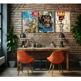 thumbnail image 3 of 3 Pcs Modern Street Graffiti Wall Art Abstract Poster Print Wall Decor Artist Blue Print Canvas Painting for Living Room Bedroom Bathroom Office Home Decorations Unframed (Framed, 16"Hx12"W×3pcs), 3 of 4