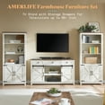 thumbnail image 3 of Merluxy TV Stands for Living Room with Sliding Barn Doors for Televisions up to 65+ Inch, Rustic White, 3 of 7