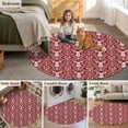 thumbnail image 6 of 7ft Washable Round Rug, Deer Head Non-Slip Circle Area Rug for Living Room Dining Room, Leaf Animal Red Indoor Floor Mat for Home Decor, 6 of 9