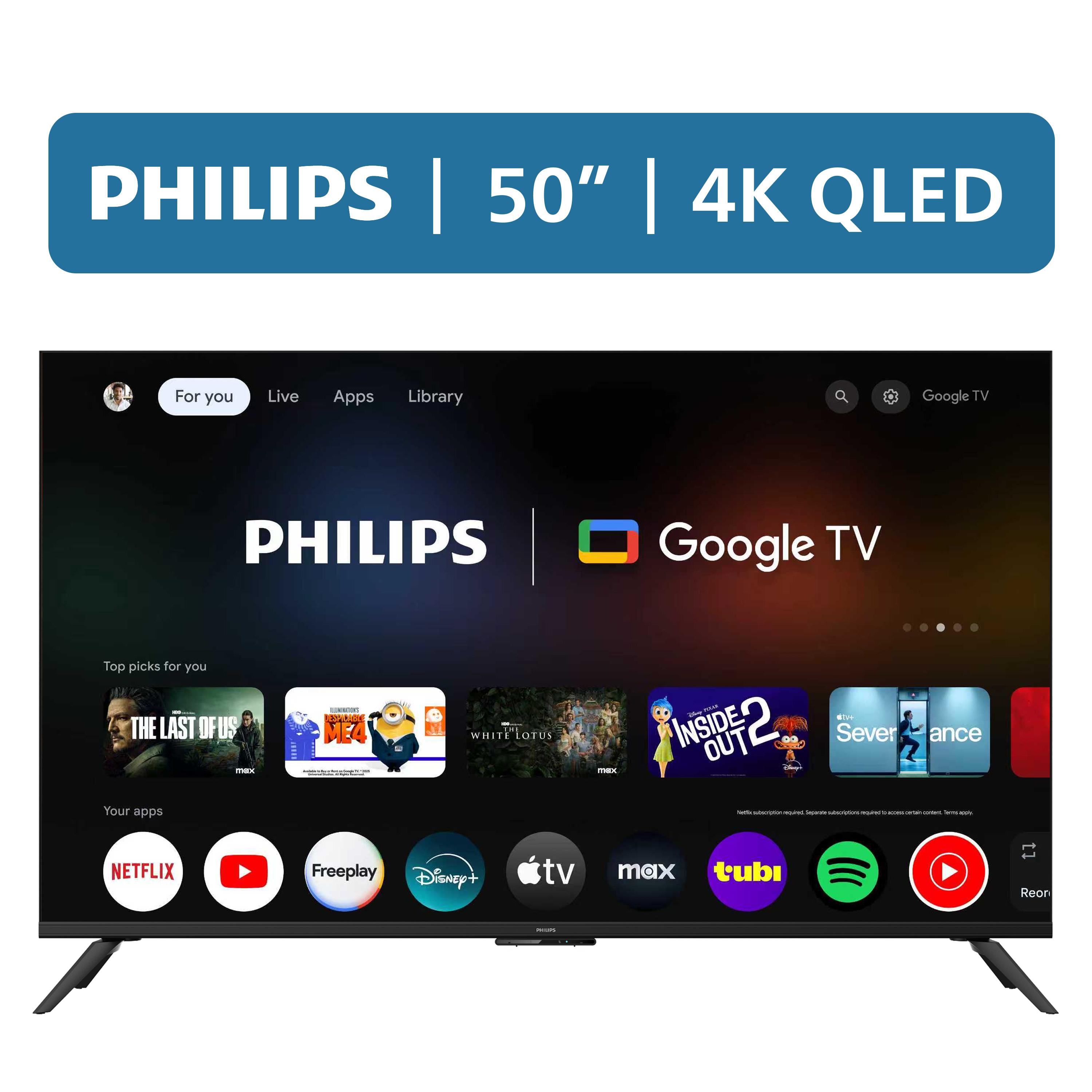 Philips 50" Class QLED 4K UHD (2160p) Google Smart TV (50PQL7456/F7)